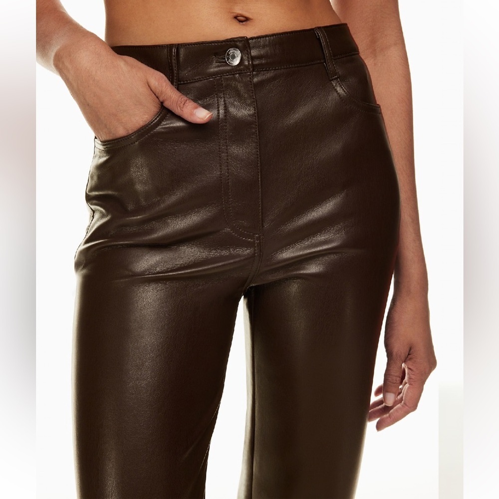 NEW Aritzia Wilfred Melina Faux Leather High-Rise Pants Cognac Women’s Size 8